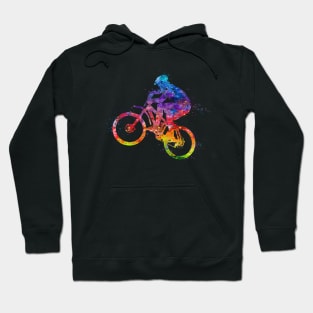 Boy Mountain Bike Cycling Watercolor Sport Hoodie